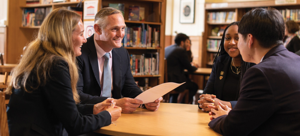 SLC Sixth Form in Library with Head of College